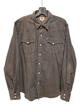 Levi's Womens Charcoal Western Denim Button-Down Shirt